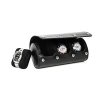 Hiram Watch Travel Case for Men 3 Watches Handmade Genuine Leather Watches Storage Box Flexible Cushion Portable Watches Travel Organizer