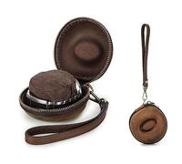 Hiram Watch Travel Case, Genuine Leather Watch Box Case With Detachable Handheld Strap for 1 Watch Portable Zipper Watch Organizer for Watch Dial up to 54 mm (Coffee)