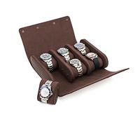 Hiram Watches Roll Case for 6 Watches - Handmade Genuine Leather Storage Case with Removable Cushion Slots