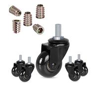 Hirate 2" Office Chair Casters Wheel with 3/8" Threaded Stem Durable Gaming Chairs Casters Replacement Safe for Hardwood Tile Floors, Set of 5 with Screw Inserts