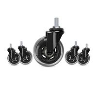 Hirate 5 Pack Office Chair Casters Wheel with 3/8"-16UNC Threaded Stem(English Unit),3" Durable Swivel Stem Gaming Chairs Casters Replacement Smooth Rolling Safe for Hardwood Tile Floors