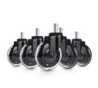 Hirate Office Chair Caster Replacement Upgraded Version to Prevent Fluff and Dust, Heavy Duty Desk Chair Casters Rolling Smooth Safe for Hardwood, Tile & Carpet Universal Fit 7/16" x 7/8"