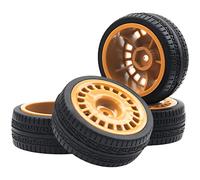 HIRCQOO Outer Diameter 70mm Rubber Tires & Nylon 12mm Hex Hub Wheel Rims Compatible with Tamiya HPI Kyosho HSP 1/10 1/12 On-Road Touring Car,WLtoys 1/14 144001 1/18 A959B RC Buggy (Brown)