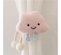 HIRHOEH Curtain Tiebacks with Curtain Clips 3D Clouds Curtain Holdbacks for Kids Room Decor (Pink)