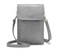 HiRiley Crossbody Bag for Women Leather Small Cell Phone Bag Purses Shoulder Wallet Adjustable Detachable Strap Grey
