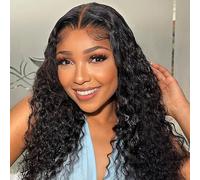 HIRIREMY 45.7 cm Deep Wave Bob Lace Front Wigs Real Hair Pre Plucked Wear and Go Glueless Deep Wave Curly Bob Wig Human Hair 13 x 4 HD Short Curly Frontal Bob Wigs for Black Women Wet and Wavy