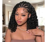 HIRIREMY Bob Wig Curly Human Hair Glueless 13x4 HD Wet and Wavy Short Curly Lace Front Bob Wig for Black Women Human Hair Pre Cut with Hairline