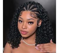 HIRIREMY Bob Wig Curly Human Hair Glueless 13x4 HD Wet and Wavy Short Curly Lace Front Bob Wig for Black Women Human Hair Pre Cut with Hairline