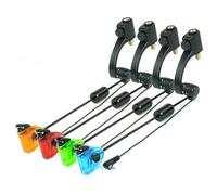 Hirisi Tackle Carp Fishing Swinger, 4 Colours, LED Lights, Swinger Bite Alarm Fishing Accessories, Adjustable Elasticity, 2 Levels, with Quick Coupling (FBA-B2045-MIX)