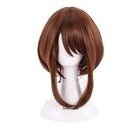 Hiro Akademia Uraraka Ochako Cosplay Wig Short Brown Bobo Heat Resistant Synthetic Hair Wig + Wig Cap