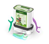 HIROJOY Dental Floss Pick Holder, Floss Pick Dispenser with 90 Unflavored Floss Picks for Cleaning Teeth, Travel Floss Picks Case Flosser Dispenser, Anti Dust Tooth Pick Flosser Holder