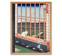 Hiroshige Asakusa Fields 100 Views Edo Cat Vintage Japanese Painting Art Print Framed Poster Wall Decor 12x16 inch
