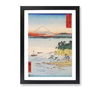 Hiroshige Fuji From Miura Asian Japanese Framed Print | A2 Black Framed Wall Art | Ready to Hang | Asian Landscape Picture | Living Room Bedroom Lounge Office
