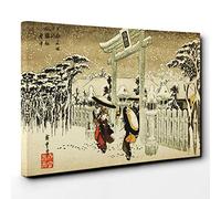 Hiroshige Ichiryusai Shinto Temple Kyoto Japanese Oriental Canvas Print | Gallery Wrapped 30mm Frame Wall Art | 30x20 inches | Ready to Hang | Asian Cityscape Picture | Living Room Lounge Office