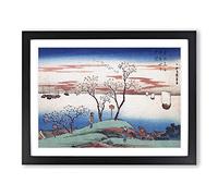 Hiroshige Japanese No.24 Asian Japanese Framed Wall Art Print, Ready to Hang Picture for Living Room Bedroom Home Office Décor, Black A3 (46 x 34 cm)