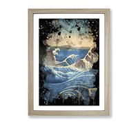 Hiroshige Japanese Oriental Awa Province, Naruto Whirlpools Cmodern Opy Modern Cb Framed Wall Art Print, Ready to Hang Picture for Living Room Bedroom Home Office Décor, Oak A3 (34 x 46 cm)