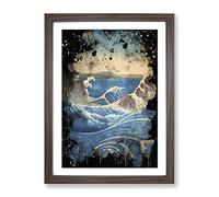 Hiroshige Japanese Oriental Awa Province, Naruto Whirlpools Cmodern Opy Modern Cb Framed Wall Art Print, Ready to Hang Picture for Living Room Bedroom Home Office Décor, Walnut A3 (34 x 46 cm)