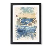 Hiroshige Japanese Oriental Awa Province, Naruto Whirlpools Cmodern Opy Modern Fc Framed Wall Art Print, Ready to Hang Picture for Living Room Bedroom Home Office Décor, Black A3 (34 x 46 cm)