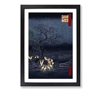Hiroshige Japanese Oriental Changing Tree Framed Print | A2 Oak Framed Wall Art | Ready to Hang | Asian Floral Picture | Living Room Bedroom Lounge Office