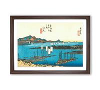 Hiroshige Japanese Oriental Ejiri Framed Print | A2 Walnut Framed Wall Art | Ready to Hang | Asian Nature Picture | Living Room Bedroom Lounge Office
