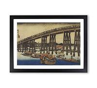 Hiroshige Japanese Oriental Framed Wall Art Print A2 Black