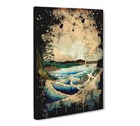 Hiroshige Japanese Oriental The Sea At Satta 2 Modern Cb Canvas Print | Gallery Wrapped 30mm Frame Wall Art | 24x16 inches | Ready to Hang | Asian Seascape Picture | Living Room Bedroom Lounge Office
