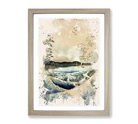 Hiroshige Japanese Oriental The Sea At Satta 2 Modern Fc Framed Print | A2 Oak Framed Wall Art | Ready to Hang | Asian Nautical Picture | Living Room Bedroom Lounge Office