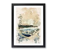 Hiroshige Japanese Oriental The Sea At Satta 2 Modern Fc Framed Print | A4 Black Framed Wall Art | Ready to Hang | Asian Nautical Picture | Living Room Bedroom Lounge Office