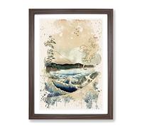 Hiroshige Japanese Oriental The Sea At Satta 2 Modern Fc Framed Print | A4 Walnut Framed Wall Art | Ready to Hang | Asian Nautical Picture | Living Room Bedroom Lounge Office