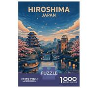 Hiroshima Castle And Atomic Bomb Dome 1000 Piece Jigsaw Puzzle, Continental Street Poster, Screen-Free Fun, Interlocking Paper Pieces, Travel Gift for Home Décor Fans, 70x50cm/1000pcs