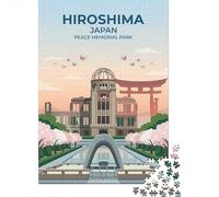 Hiroshima Peace Memorial Park Illustration 1000 Piece Jigsaw Puzzle, Global Monument Landscape, Premium Paper Puzzle for Adults, Relaxing Challenge, 70x50cm/1000pcs