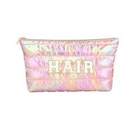 Hiroyuki Iridescent Quilted Makeup Bag, Unicorn Vibe Cosmetic Bag, Large Capacity Travel-Friendly Pouch, pink2, Hair