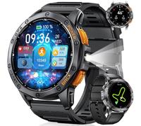 HIRREO GPS Men Smart Watch with Compass LED Flashlight 1.43″AMOLED Smartwatch for Men Bluetooth Call for Android iOS 530 mAh Big Battery Male Smart Watch,Heart Rate Health Monitor,2 Watch Strap,Black