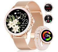 HIRREO Smart Watches for Women Android/iOS, 1.27" 3D Curved Screen Fitness Tracker with Bluetooth Calls(Answer&Make),Heart Rate/SpO2,Clories Tracker 100+ Sports Modes (Mesh Strap)