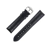 Hirsch Andy Alligator Embossed Performance Watch Strap with Buckle in Black/Blue (18mm, Silver Buckle)