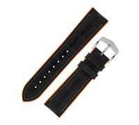 Hirsch Andy Alligator Embossed Performance Watch Strap with Buckle in Black/Orange (20mm, Silver Buckle)
