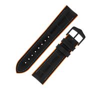 Hirsch Andy Alligator Embossed Performance Watch Strap with Buckle in Black/Orange (22mm, Black Buckle)