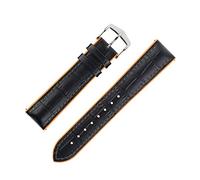 Hirsch Andy Alligator Embossed Performance Watch Strap with Buckle in Black/Orange (22mm, Brushed Buckle)