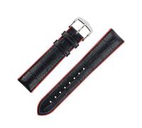 Hirsch Andy Alligator Embossed Performance Watch Strap with Buckle in Black/RED (24mm, Brushed Buckle)