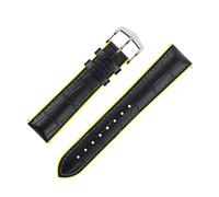 Hirsch Andy Alligator Embossed Performance Watch Strap with Buckle in Black/Yellow (20mm, Gold Buckle)