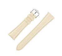 Hirsch Aristocrat Croco Embossed Leather Watch Strap with Buckle in Beige (18mm L, Gold Buckle)