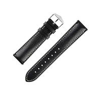 Hirsch Boston Buffalo Calfskin Leather Watch Strap in Black (16mm M, Silver Buckle)