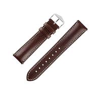Hirsch Boston Buffalo Calfskin Leather Watch Strap in Brown (20mm M, Silver Buckle)