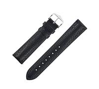 Hirsch CAMELGRAIN No Allergy Leather Watch Strap with Buckle in Black (14mm M, Silver Buckle)