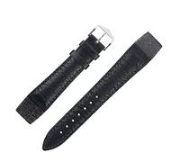 Hirsch CAMELGRAIN Open Ended No Allergy Leather Watch Strap with Buckle in Black (18mm, Silver Buckle)