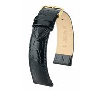 Hirsch Crocograin 20 mm black watch strap, length M