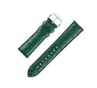 Hirsch CROCOGRAIN Crocodile Embossed Leather Watch Strap with Buckle in Green (14mm M, Gold Buckle)