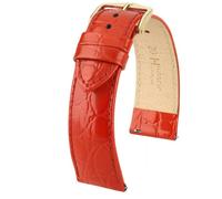 Hirsch Crocograin Medium 12302820-1-18 mm - Unisex - Calfskin Red 18 mm