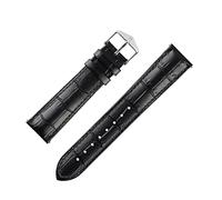 Hirsch Duke Alligator Embossed Leather Watch Strap and Buckle in Black (20mm L - Silver Buckle)