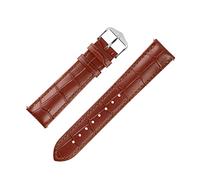 Hirsch Duke Alligator Embossed Leather Watch Strap with Buckle in Gold Brown (18mm L, Silver Buckle)